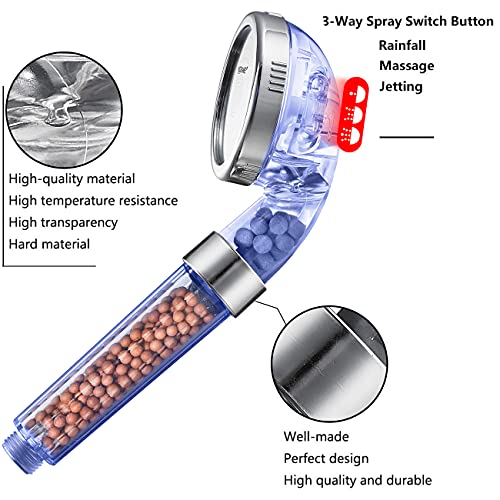 NOSAME Shower Head, Filter Filtration High Pressure Water Saving 3 Mode Function Spray Handheld Showerheads for Dry Skin & Hair - Image 5