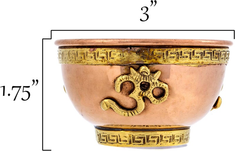 Alternative Imagination Om Copper Bowl - Offering Bowl for Altar or Ritual Use - Incense Holder, Home Decor - 3 Inches Wide - Image 2