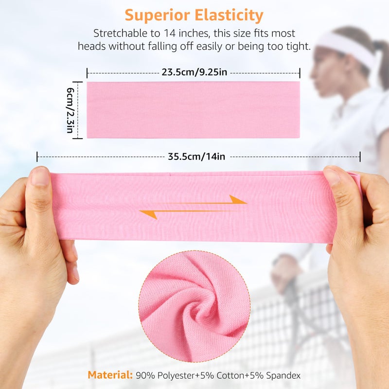 DiyJibb Headbands for Women, Stretchy Non Slip Soft Cotton Cloth Hair Bands for Sports, Workout, Yoga and Running, 7pcs - Image 2