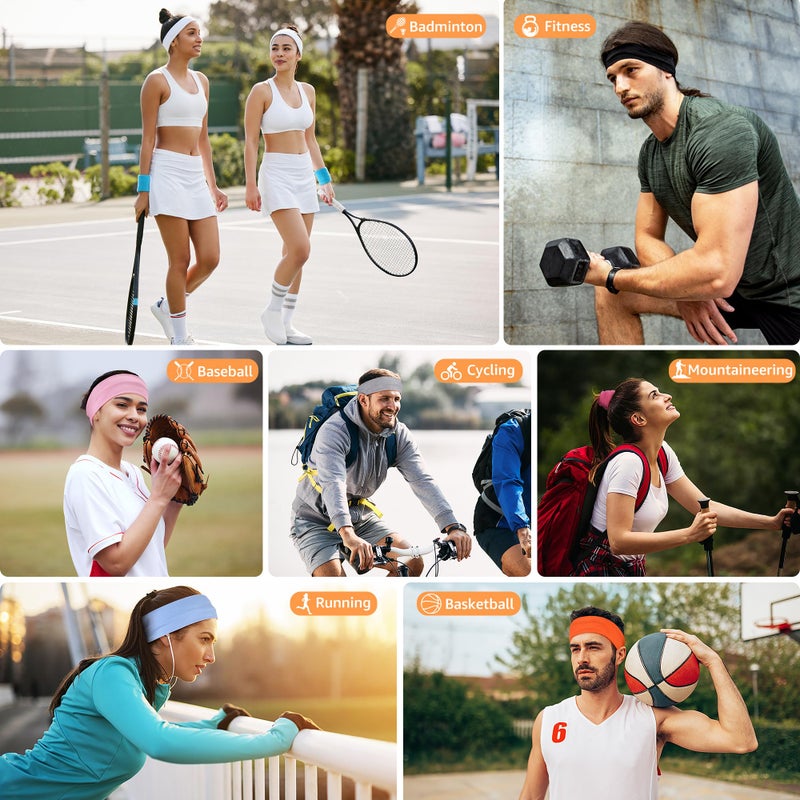 DiyJibb Headbands for Women, Stretchy Non Slip Soft Cotton Cloth Hair Bands for Sports, Workout, Yoga and Running, 7pcs - Image 4