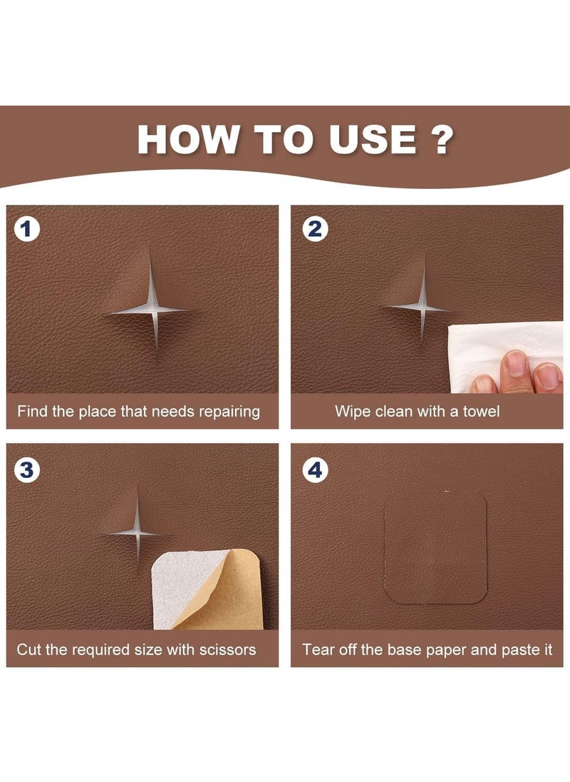 yorten - Yorten Adhesive leather repair patch for upholstery leather repair tape self-adhesive genuine leather patch 30 x 60 patch leather adhesive for sofa (brown) - Image 1