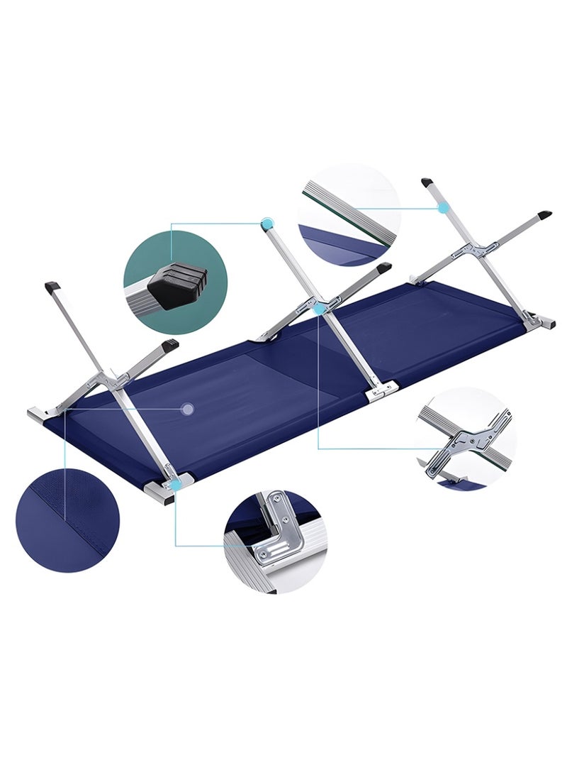 كادي ون سرير تخييم قابل للطي من الألمنيوم المتين مع قماش شبكي، سرير رحلات محمول خفيف الوزن عالي الجودة لشخص واحد، كرسي استرخاء مثالي للاستخدام الداخلي و الخارجي 195*65*45 سم، أزرق - Image 4