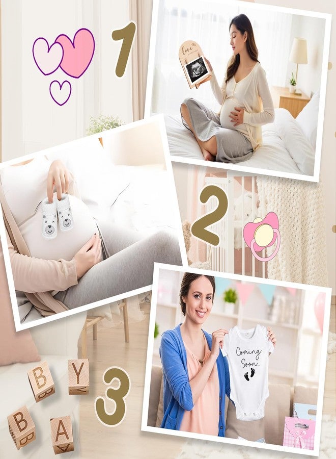 SytuHete 9 Pcs Pregnancy Announcements Set, Include Felt Letter Board Baby Bodysuit Shoes and Wooden Sign Surprise Announcement for Grandparents Partner Gift Family Reveal(Grey Coming soon-white shoe) - Image 5