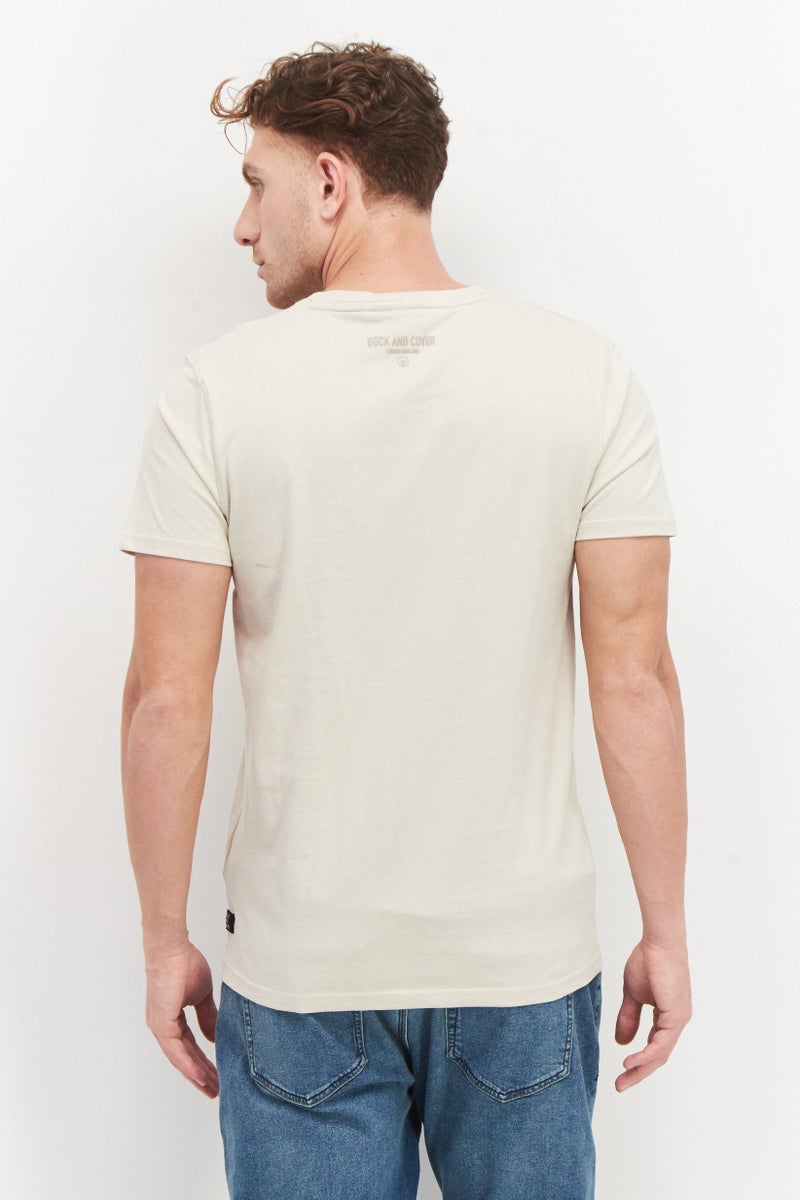 DUCK AND COVER Men Crew Neck Short Sleeves Printed T-Shirt, Beige - Image 4