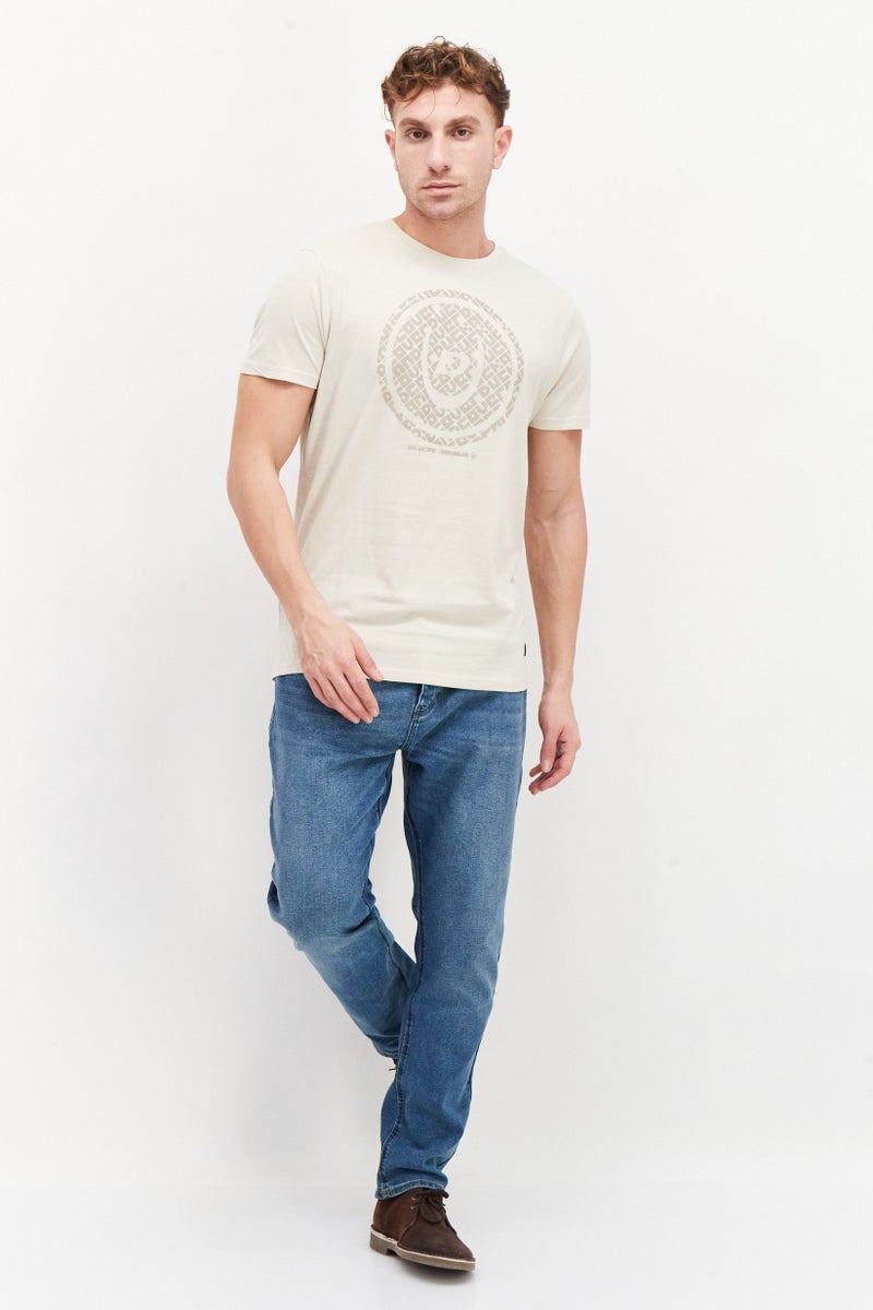 DUCK AND COVER Men Crew Neck Short Sleeves Printed T-Shirt, Beige - Image 3