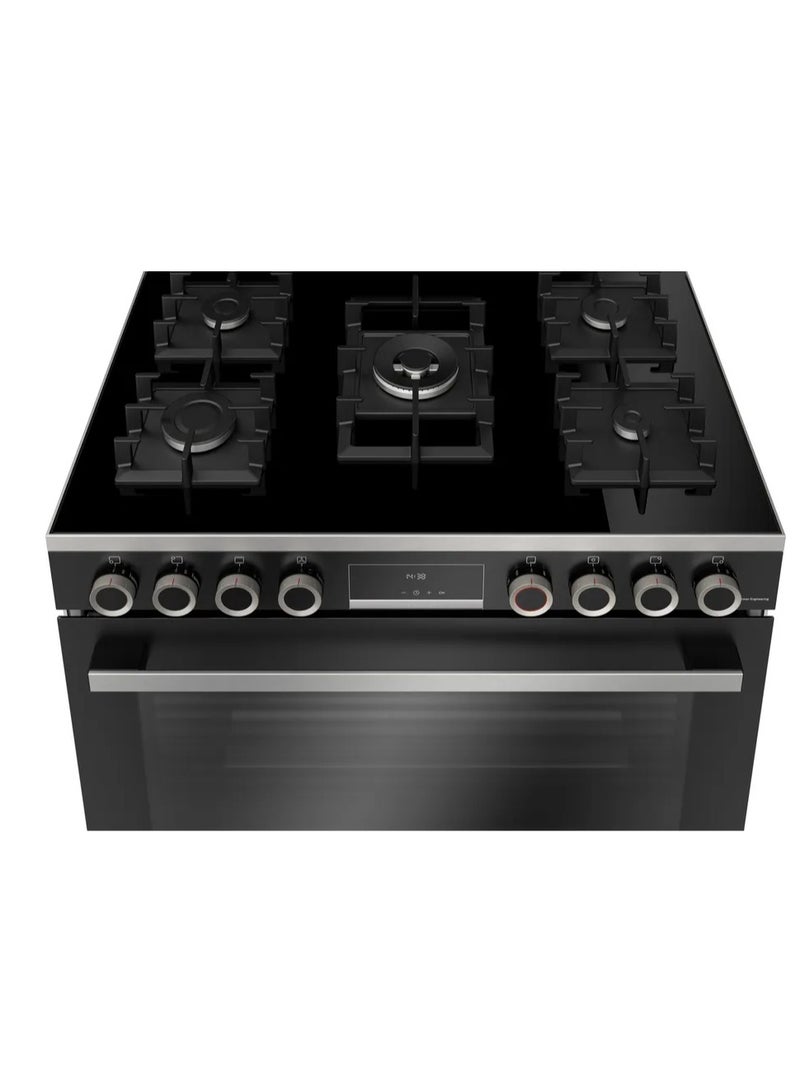 Bosch Series 8 5 Burner 90cm Gas Cooker HJYGGXV60Q Digital Full Safety - Stainless Steel 5 HJYGGXV60Q Black - Image 2