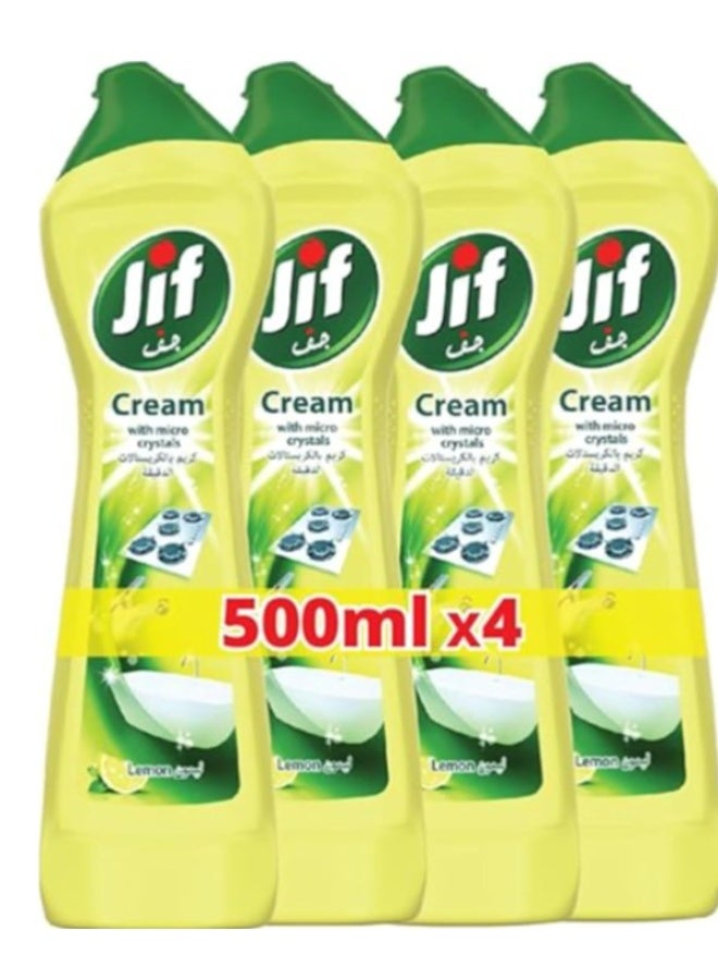 جيف منظف ​​جيف الكريمي، بتقنية البلورات الدقيقة، برائحة الليمون، يزيل الشحوم وبقايا الطعام المحروق وبقع الكلس، 4 × 500 مل - Image 1