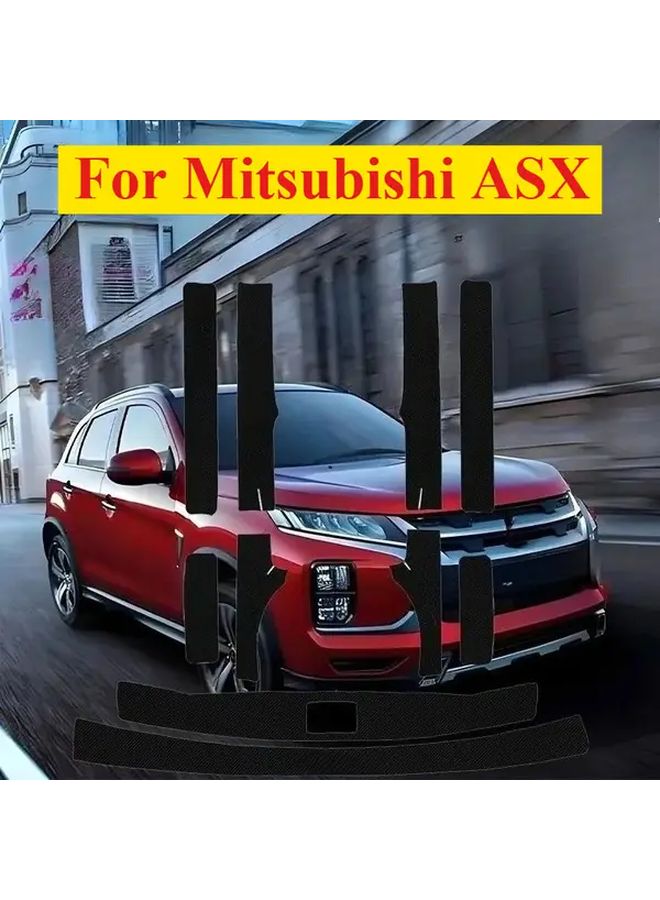 غطاء عتبة باب السيارة بتقليم جلدي صناعي مع لمسات حمراء لميتسوبيشي ASX، تصميم مقاوم للخدوش، تركيب سهل، إكسسوارات سيارة أنيقة، حماية للمركبة - Image 4