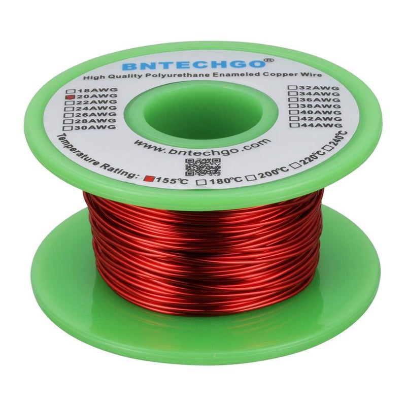 BNTECHGO 20 AWG Magnet Wire - Enameled Copper Wire - Enameled Magnet Winding Wire - 4 oz - 0.0315" Diameter 1 Spool Coil Red Temperature Rating 155â„ƒ Widely Used for Transformers Inductors - Image 1