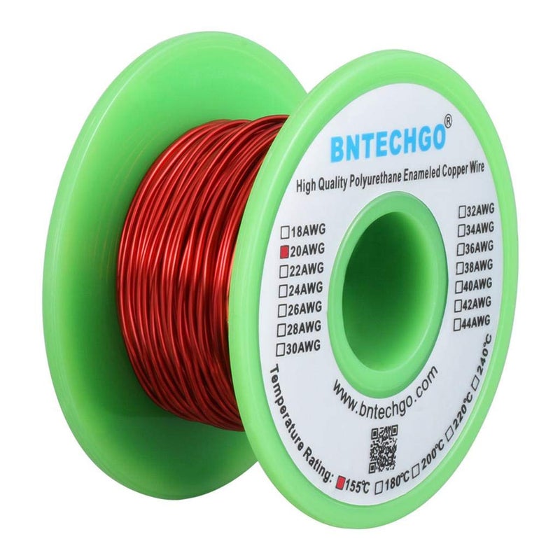 BNTECHGO 20 AWG Magnet Wire - Enameled Copper Wire - Enameled Magnet Winding Wire - 4 oz - 0.0315" Diameter 1 Spool Coil Red Temperature Rating 155â„ƒ Widely Used for Transformers Inductors - Image 2