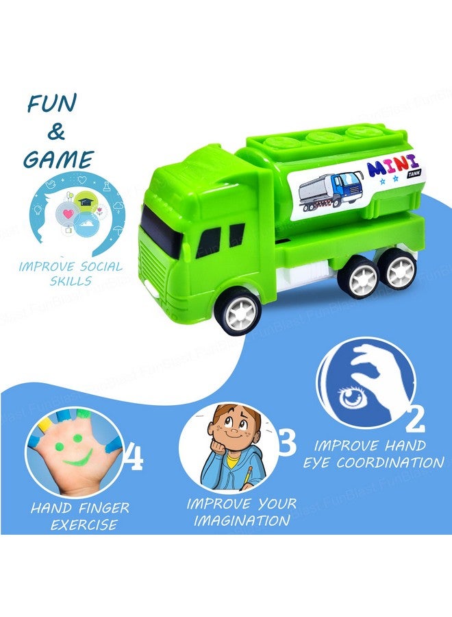 FunBlast سيارات سحب خلفي من فن بلاست - مجموعة من 4 شاحنات ألعاب تعمل بالطاقة الاحتكاكية للأطفال من 3 سنوات فما فوق، مجموعة شاحنات البناء، لعبة أكثر سلاسة وسرعة للأطفال، متعددة الألوان - Image 3