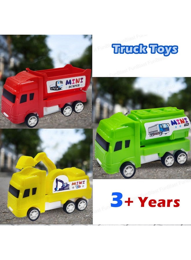 FunBlast سيارات سحب خلفي من فن بلاست - مجموعة من 4 شاحنات ألعاب تعمل بالطاقة الاحتكاكية للأطفال من 3 سنوات فما فوق، مجموعة شاحنات البناء، لعبة أكثر سلاسة وسرعة للأطفال، متعددة الألوان - Image 5