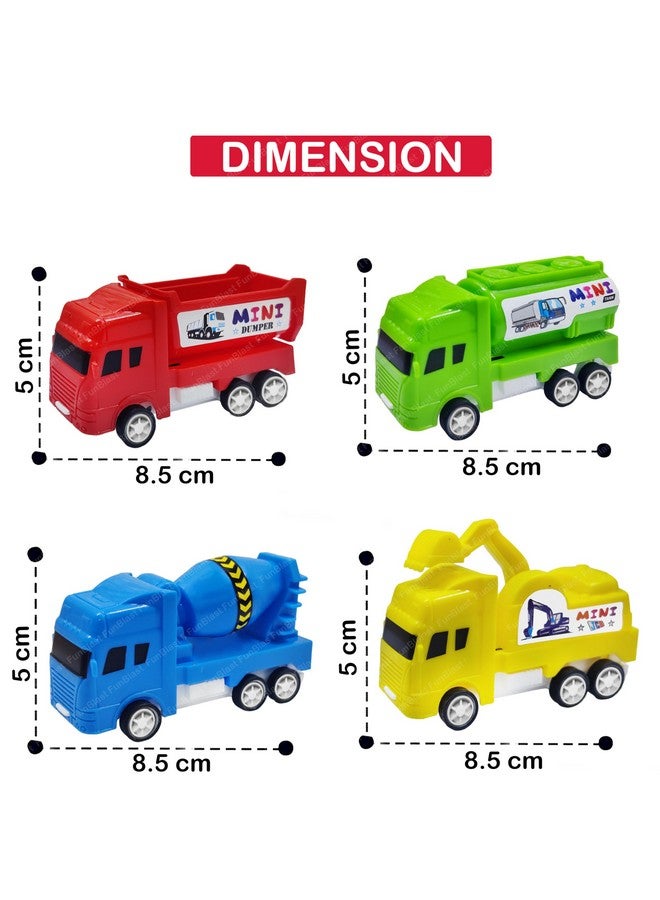 FunBlast سيارات سحب خلفي من فن بلاست - مجموعة من 4 شاحنات ألعاب تعمل بالطاقة الاحتكاكية للأطفال من 3 سنوات فما فوق، مجموعة شاحنات البناء، لعبة أكثر سلاسة وسرعة للأطفال، متعددة الألوان - Image 2