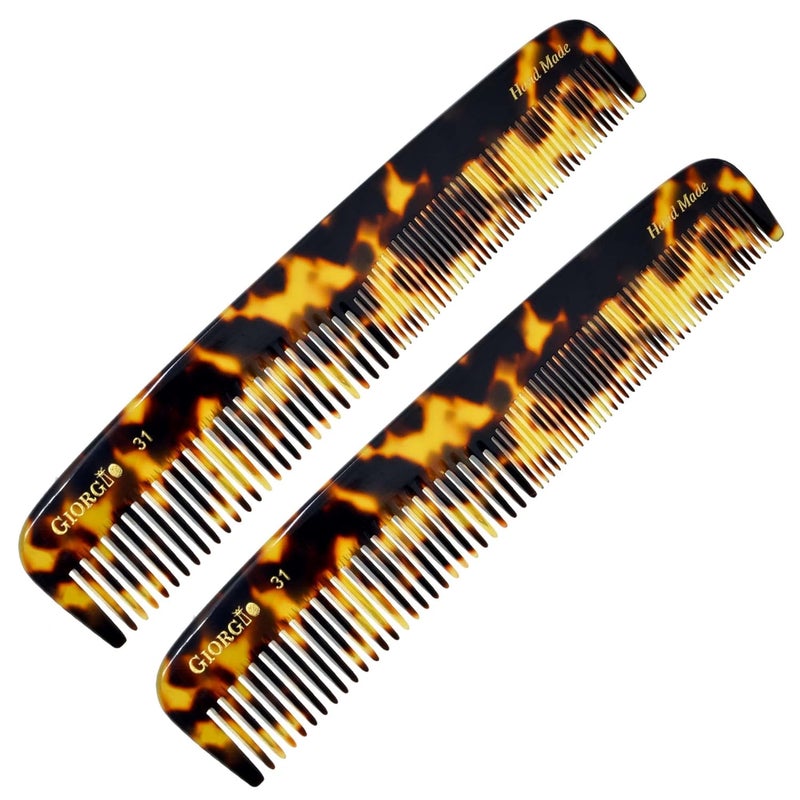 Giorgio G31 Fine Tooth Comb and Wide Tooth Hair Comb Hair Styling Comb for Men Grooming Hair Combs for Women Mens Beard Care Combs for Detangling and Styling Handmade SawCut and Hand Polished