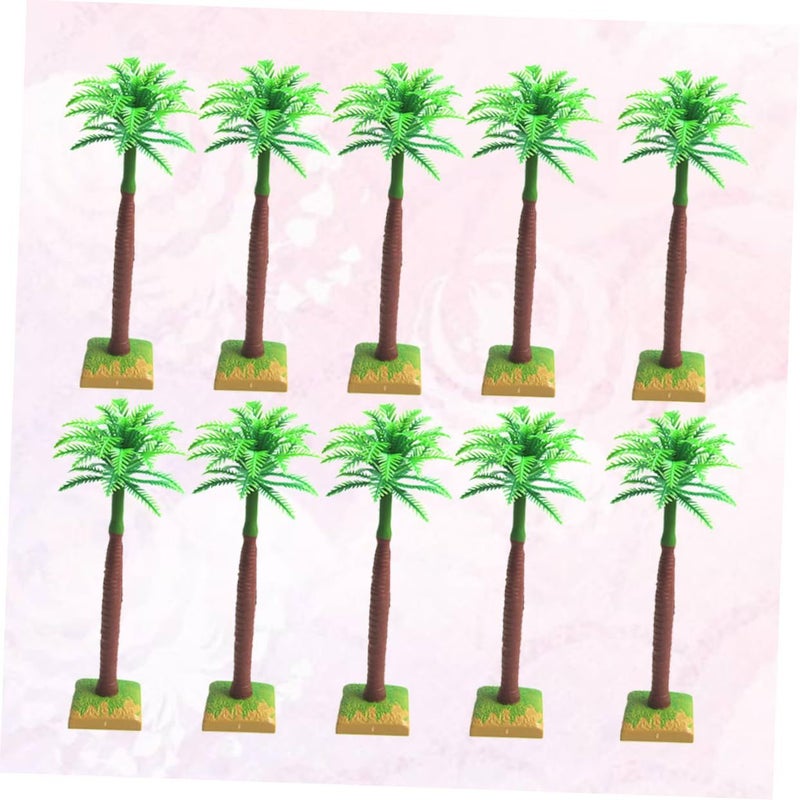 10Pcs Miniature Coconut Tree Model Green Plastic Palm Trees For DIY Tabletop Landscape Decor - Image 3