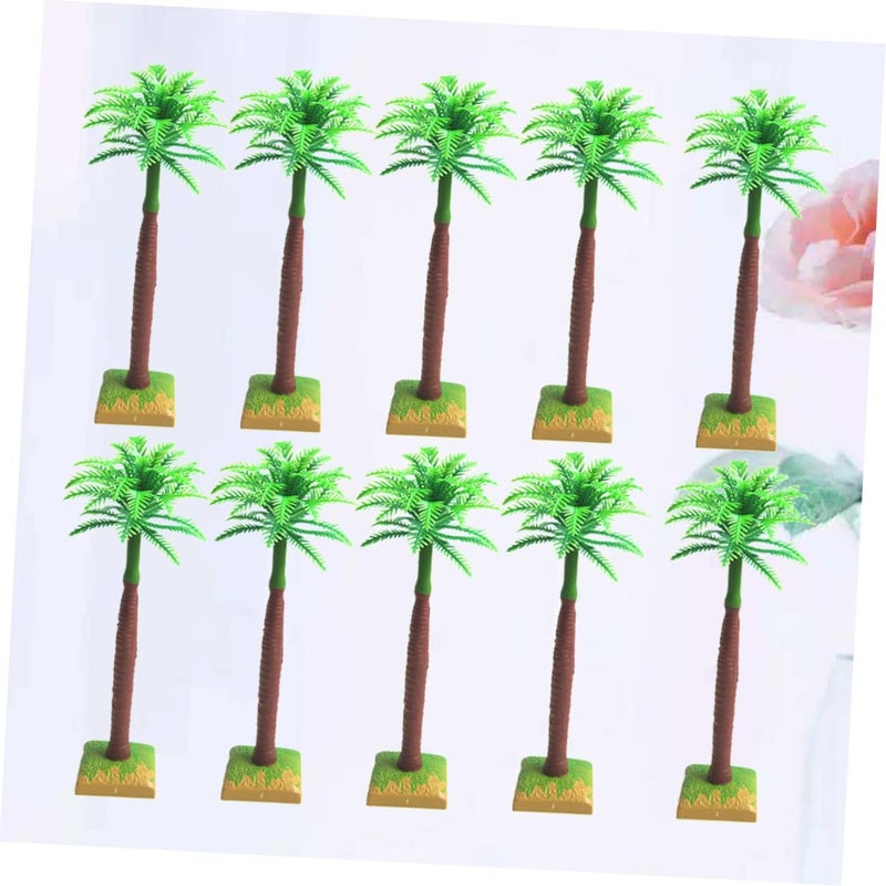 10Pcs Miniature Coconut Tree Model Green Plastic Palm Trees For DIY Tabletop Landscape Decor - Image 4