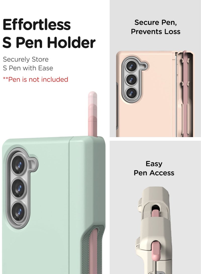 VRS Design Terra Guard Modern S [S-Pen Holder Edition] Samsung Galaxy Z Fold 6 Case Cover (2024) with [Hinge Protection] - Cream - Image 2