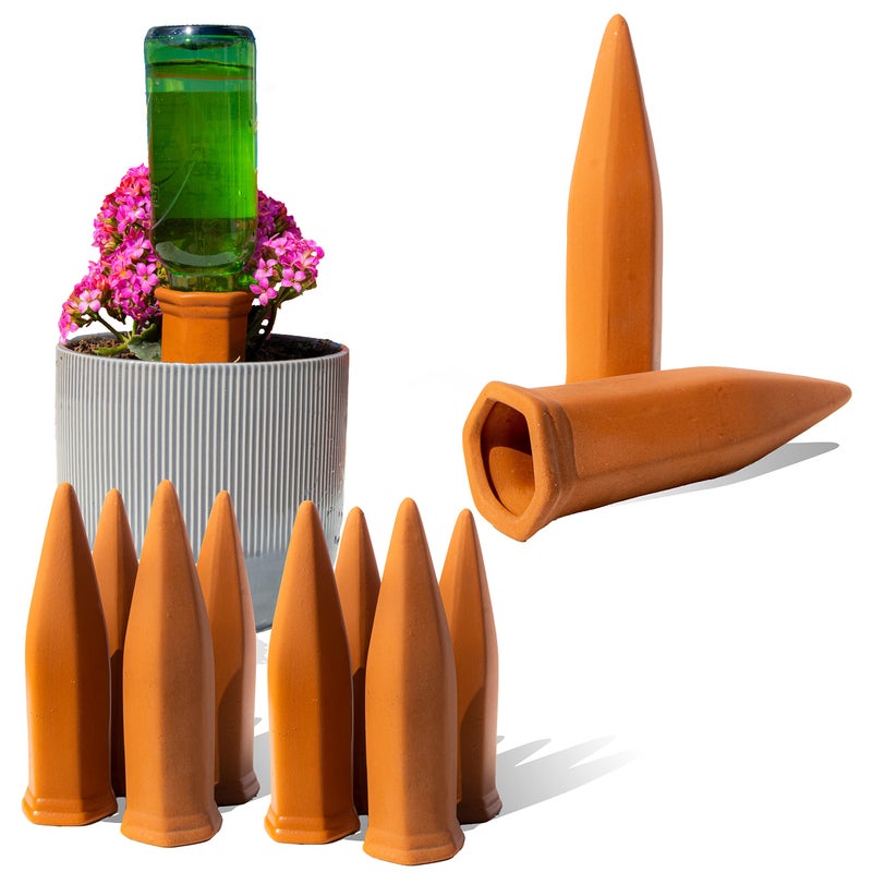 10Pack Natural Self Watering Spikes  Terracotta  Automatic Plant Waterer for Indoor  Outdoor