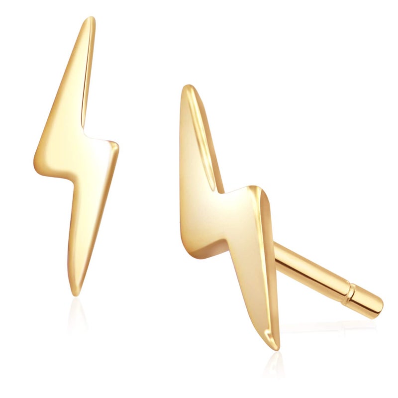 Lemon Grass 18K Gold Vermeil Tiny Gold Lightning Bolt Stud Earrings - Image 1