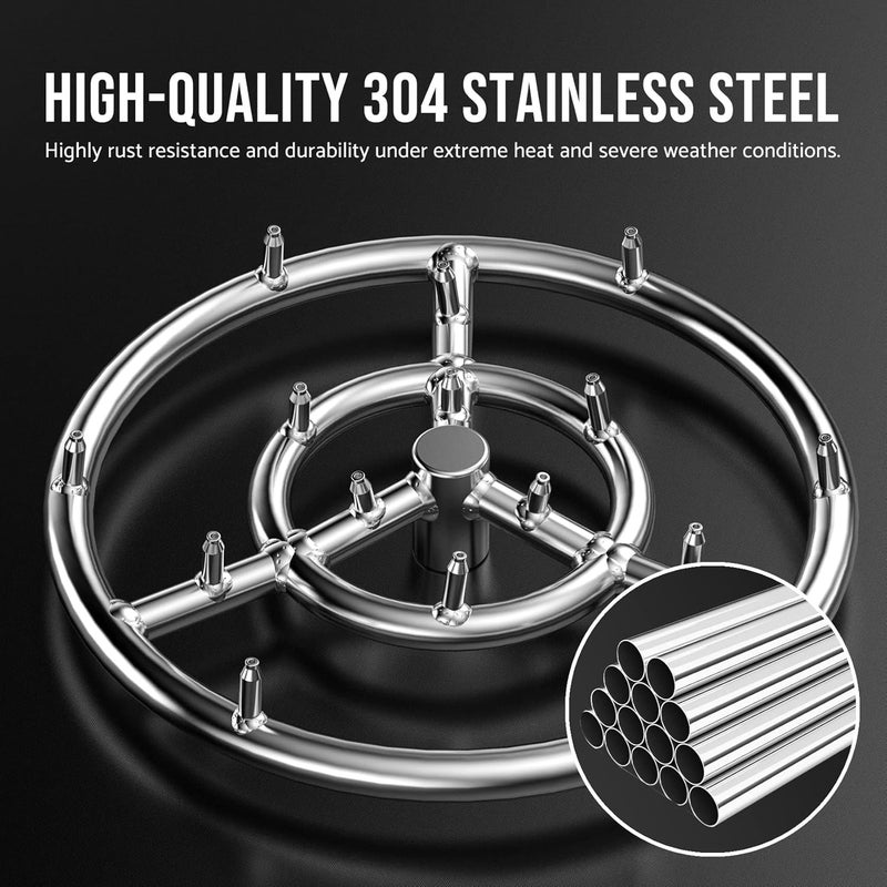 Skyflame 12-Inch Round Stainless Steel Fire Pit Jet Burner Ring - High Flame - Image 5