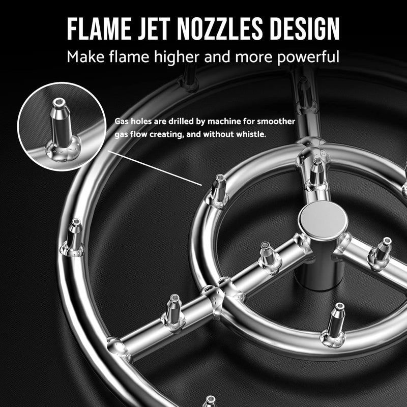 Skyflame 12-Inch Round Stainless Steel Fire Pit Jet Burner Ring - High Flame - Image 4