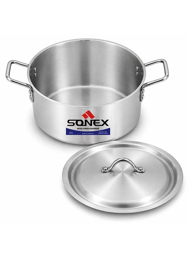 SONEX Classic Aluminium Cooking Pot with Lid, 23.5 cm (7.0L), Deep Stock Pot, Even Heat Distribution, Stainless Steel Handles, Ideal for Curry, Rice & Soup, Gas, Electric & Ceramic Compatible - Image 3