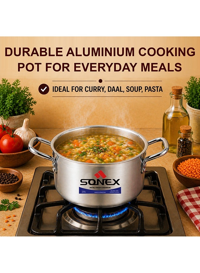 SONEX Classic Aluminium Cooking Pot with Lid, 23.5 cm (7.0L), Deep Stock Pot, Even Heat Distribution, Stainless Steel Handles, Ideal for Curry, Rice & Soup, Gas, Electric & Ceramic Compatible - Image 5