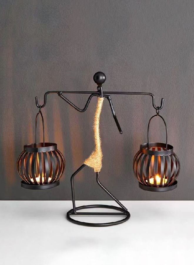 HOMESTAR Metal Candle Holders for Candles - Nordic Metal Candlestick Candle Holder, Creative Candlestick,Fashionable Decor Candle Holder Home Decor Candle Holder,Little Girl Shaped with Hemp Rope - Image 1