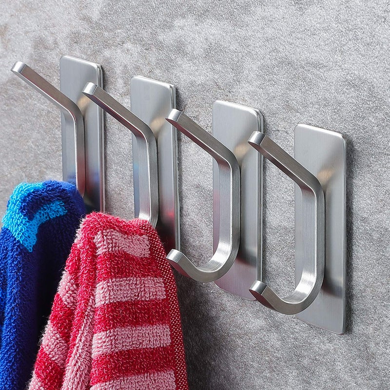 ZUNTO 4 Packs Adhesive Hook - Self Adhesive Hook/Coat Sticky Hooks for Kitchen Bathrooms - Image 1