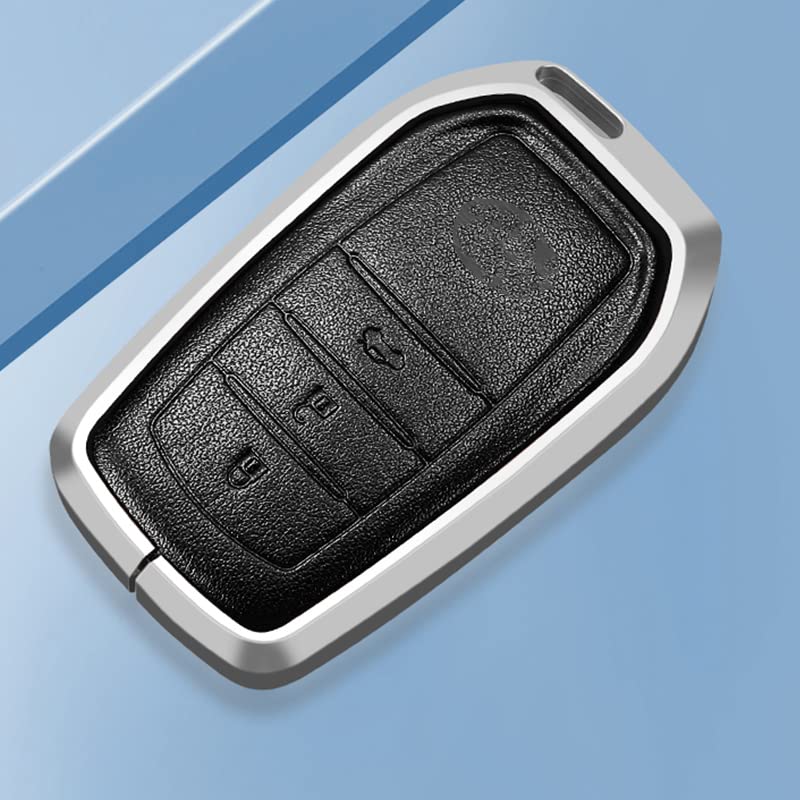 KMH Aluminium Alloy with Leather Car Key Cover Compatible for Toyota Fortuner | Fortuner Legender | Innova Hycross 3 Button Smart Key - Image 1