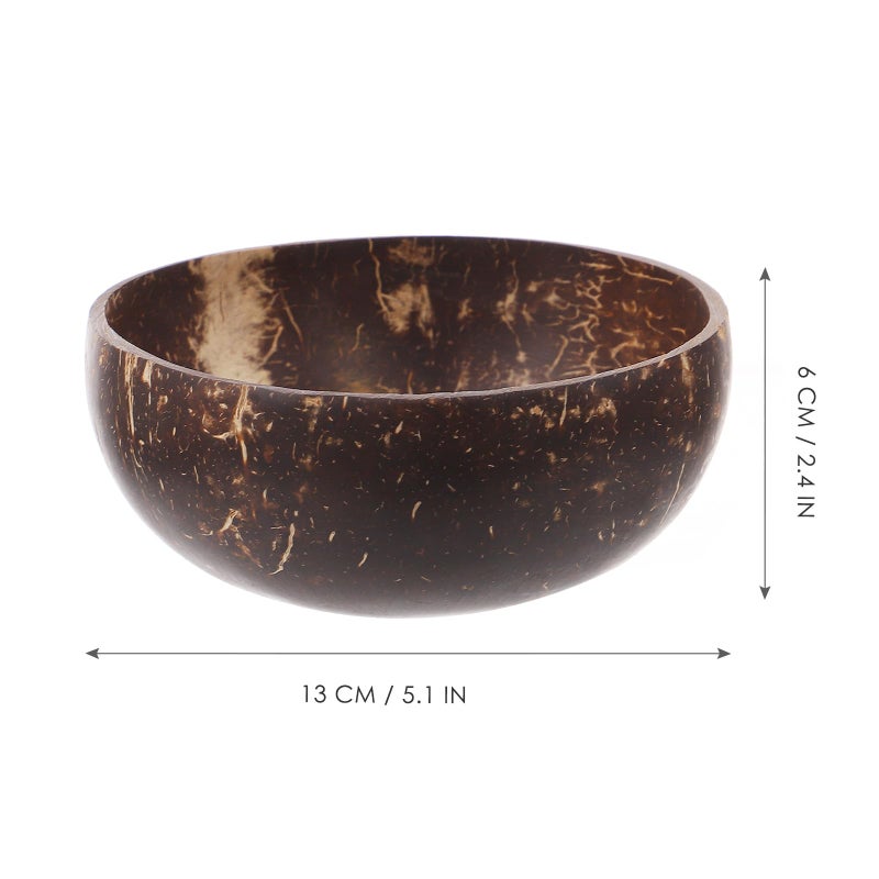 Coconut Shell Bowl Set 3 Pcs with 16cm Wood Spoon Fork Natural Eco Friendly Tableware - Image 3
