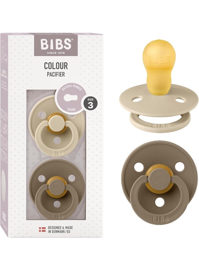 BIBS لهاية بيبس كولور للأطفال 2-pack | مصنوعة في الدنمارك | مصاصة خالية من BPA، مطاط طبيعي دائري، الحجم 3 (18+ شهر)، فانيلا/بلوط داكن - Image 1