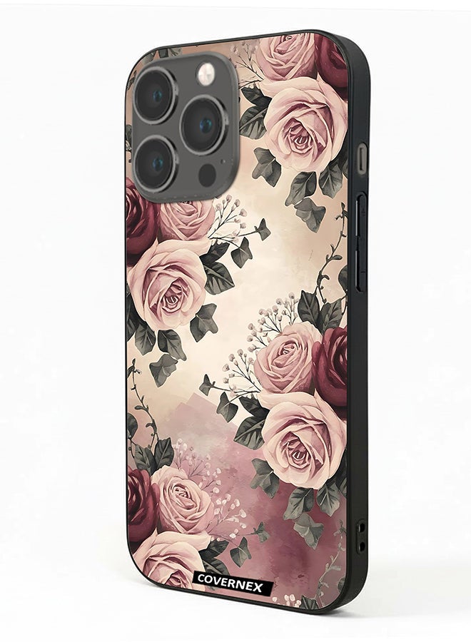 Covernex Apple iPhone 13 Pro Protective Case Cover Printed Featuring Vintage Victorian Rose Bouquet - Image 1