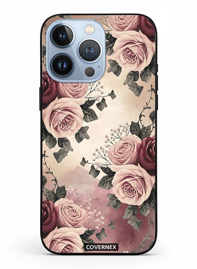 Covernex Apple iPhone 13 Pro Protective Case Cover Printed Featuring Vintage Victorian Rose Bouquet - Image 2