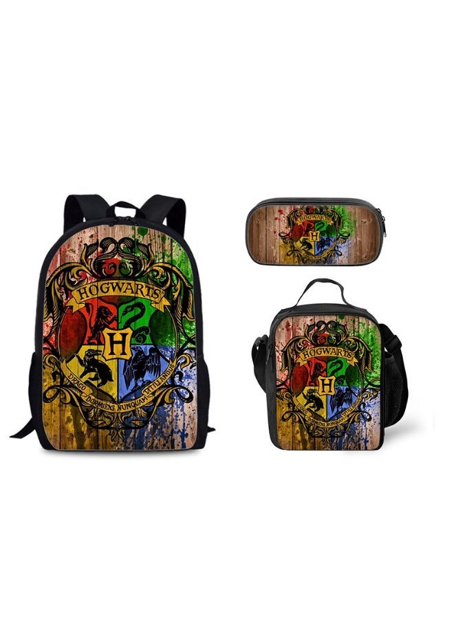 2025-2026 backpack pencil case satchel three-piece suit leisure sports travel backpack student school backpack suitable for boys and girls Harry Potter fans - Image 1