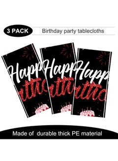 Breling Birthday Party Supplies Confetti Sprinkles Happy Birthday Tablecloths Starry Table Covers For Kids Adults Birthday Party Decorations 54 X 108 Inches (Red And Black)  - Image 4