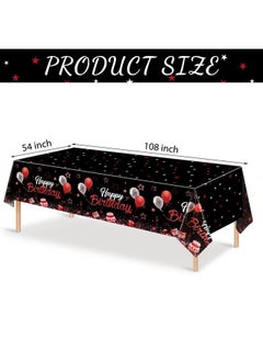 Breling Birthday Party Supplies Confetti Sprinkles Happy Birthday Tablecloths Starry Table Covers For Kids Adults Birthday Party Decorations 54 X 108 Inches (Red And Black)  - Image 3