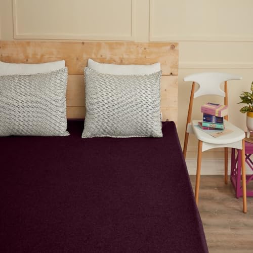 Wakefit Cotton Feel Ultra Soft Waterproof Mattress Protector | Breathable - Hypoallergenic Mattresses Cover 78" X 48" - Diwan, Beetroot, Wine - Image 2