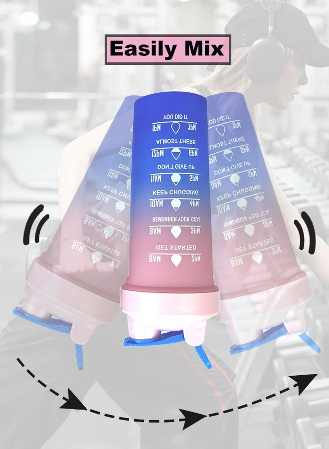 SPORT 2 Pack 600ml Protein Shaker Bottles - Leak-Proof Portable Design for Protein Shakes & Mixes | BPA-Free Gym Sports Shaker Cup with Time Marker - Image 4