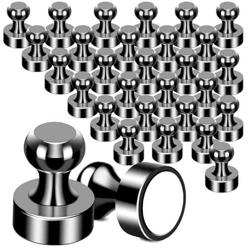 MIKEDE 30Pcs Fridge Magnets, Refrigerator Magnets Strong for Pictures, Neodymium Magnetic Push Pin Magnet Heavy Duty for Whiteboard, Office, Classroom, Locker, Whiteboard and Map Magnet - Image 1