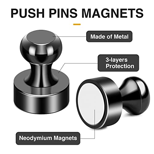 MIKEDE 30Pcs Fridge Magnets, Refrigerator Magnets Strong for Pictures, Neodymium Magnetic Push Pin Magnet Heavy Duty for Whiteboard, Office, Classroom, Locker, Whiteboard and Map Magnet - Image 3