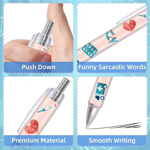 Fancy Land Funny Nurse Pens Lovely Cartoon Retractable Nursing Ballpoint Pen for Medical Assistant Workers Appreciation Supplies 10Pcs - Image 4