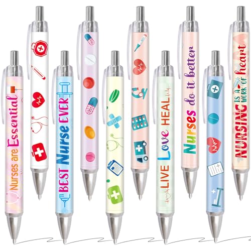 Fancy Land Funny Nurse Pens Lovely Cartoon Retractable Nursing Ballpoint Pen for Medical Assistant Workers Appreciation Supplies 10Pcs - Image 1