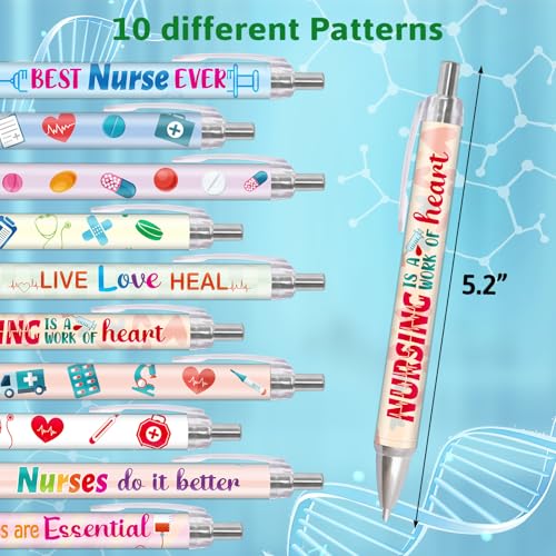 Fancy Land Funny Nurse Pens Lovely Cartoon Retractable Nursing Ballpoint Pen for Medical Assistant Workers Appreciation Supplies 10Pcs - Image 2