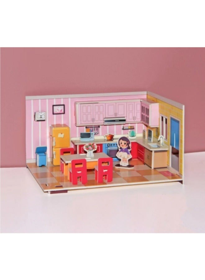 Children's Puzzle 3D Model Hand-Assembled House Girl Educational Early Education Toy - Image 1