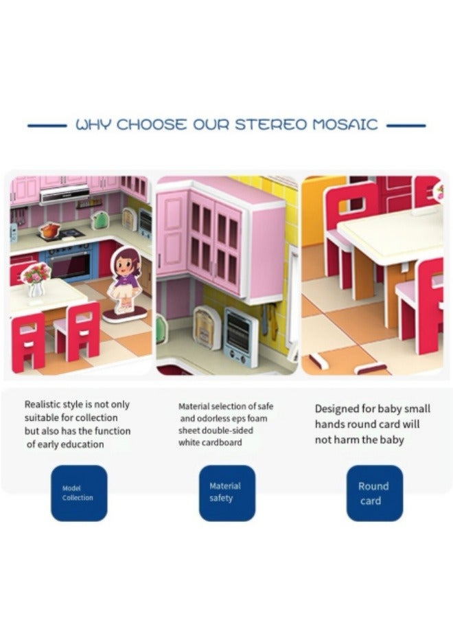 Children's Puzzle 3D Model Hand-Assembled House Girl Educational Early Education Toy - Image 3