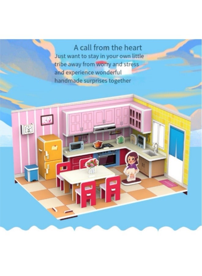 Children's Puzzle 3D Model Hand-Assembled House Girl Educational Early Education Toy - Image 2