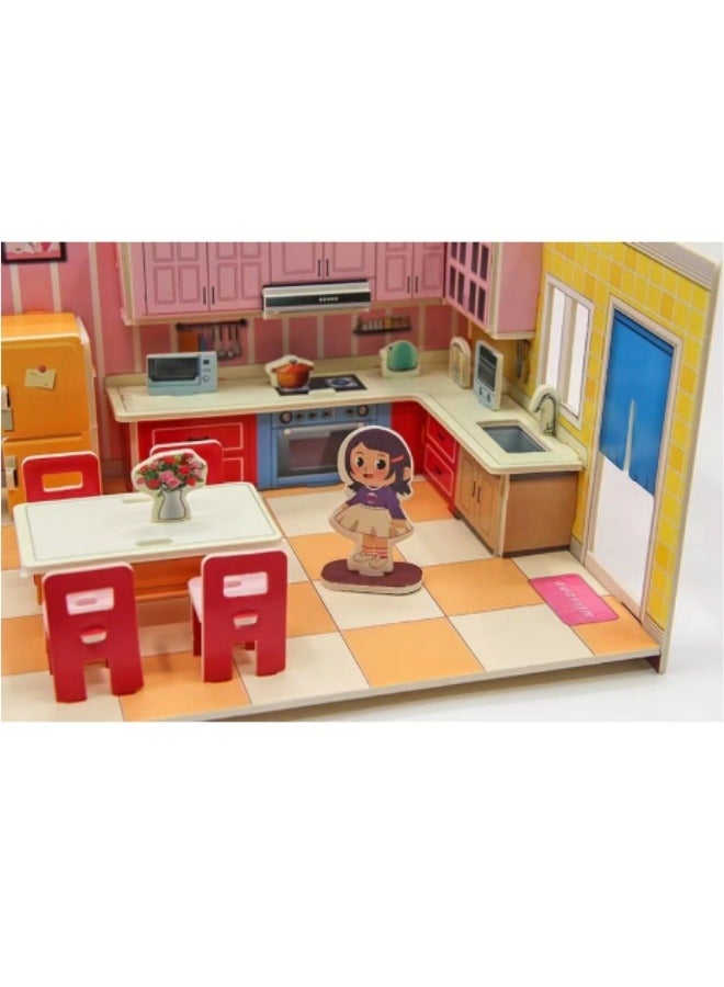 Children's Puzzle 3D Model Hand-Assembled House Girl Educational Early Education Toy - Image 5
