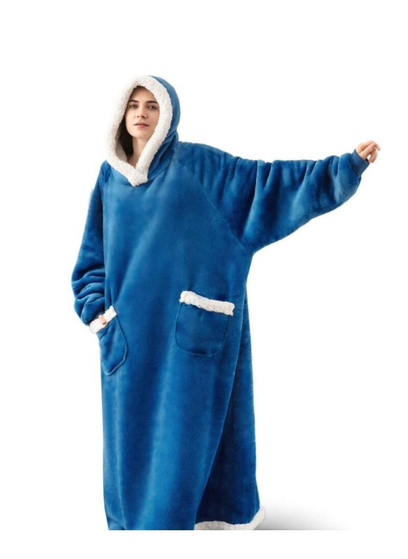 Loquat 2024 Winter Blanket Extended Vertical Pocket Lazy Blanket flannel lambhair TV blanket  - Image 2