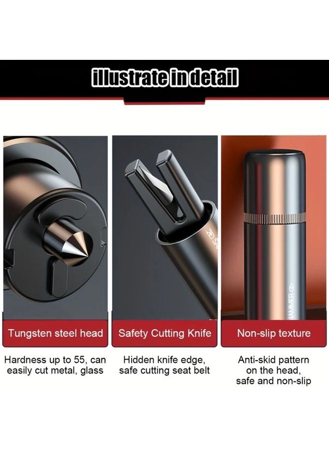 Red 2 In 1 Car Safety Hammer With Window Breaker And Seatbelt Cutter Emergency Escape Tool - Image 4